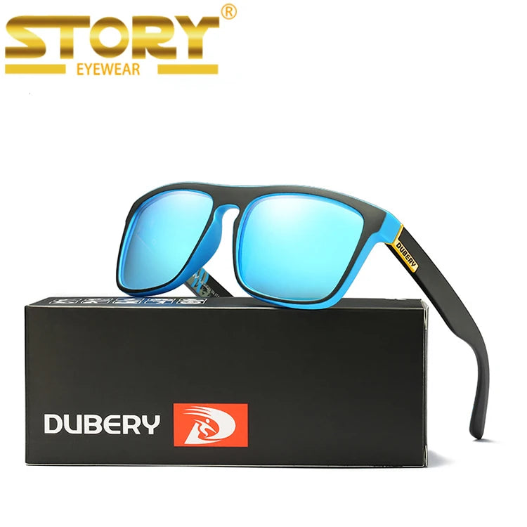 D731 DUBERY Fashion Rectangle Skiing Fishing Polarized Sunglasses Hot Sale Sport Sunglasses Men Uv400 WITH CASE