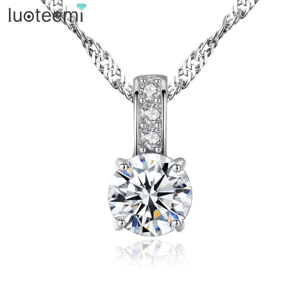 CZCITY Cubic Zircon Pendant Fashion 925 Silver Women Pendant Necklace