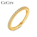 CZCITY Sterling Silver Eternity Ring Gold Plated 925 Ring Women Full Pave Cubic Zirconia Eternity Band Diamond Eternity Ring