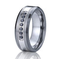 Black Zircon Inlay Classic Wedding Rings Men Women Tungsten Carbide High Quality Handmade 8mm Width Never Fade Fashion Jewelry