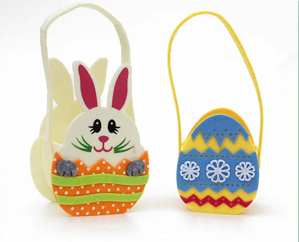 Factory Wholesale  Handmade Eco-Friendly  Soft Durable Non Woven Felt Fabric Easter Egg Cute Kid's Basket
