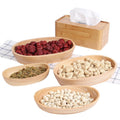Creative Handmade Eco-Friendly 24cm Rubber Wood Japandi Style Boat Shape Snacks Dried Fruits Dish