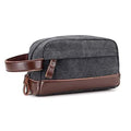 Leather Label logo Custom PU Handle Strong Base Wrist Purse Wax Canvas Clutch Retro Cosmetic Bags