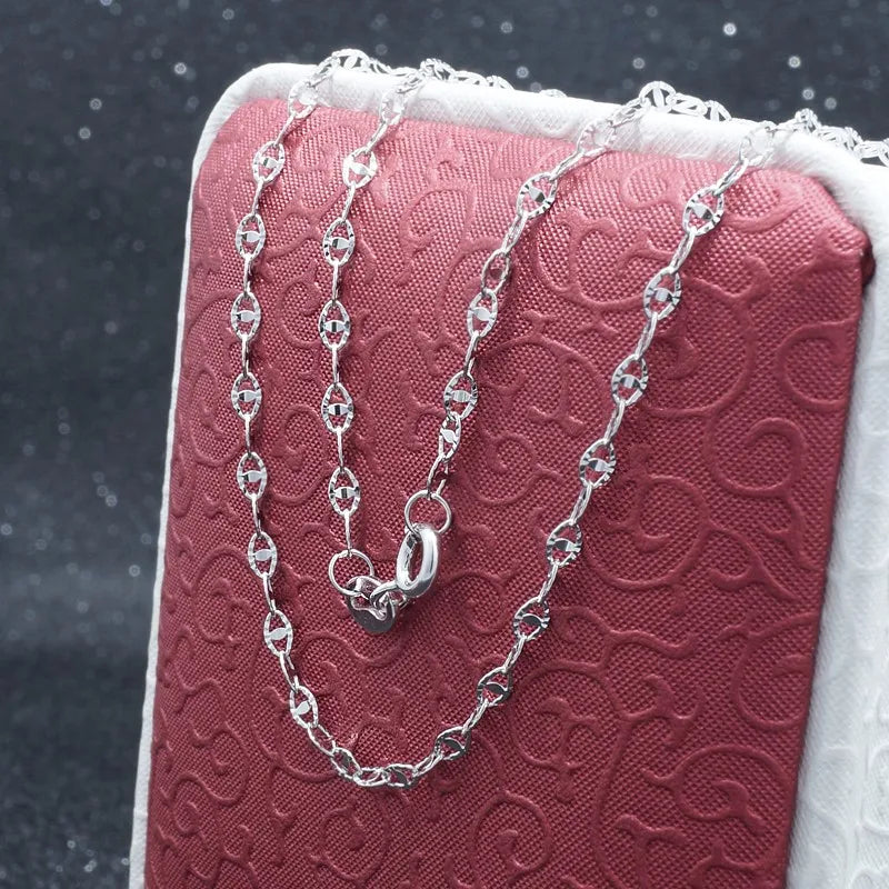 Wholesale Fashion Eye Shaped Chain Necklace Jewelry 925 Sterling Silver Chain Necklace