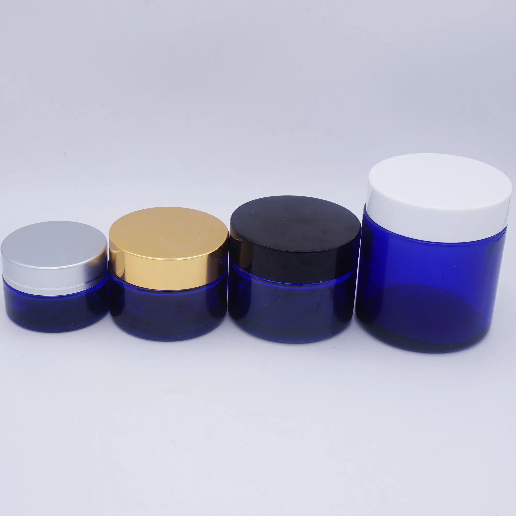 30g 50g 60g 100g Empty Blue Frost Glass Bamboo Jar Lid for Cream