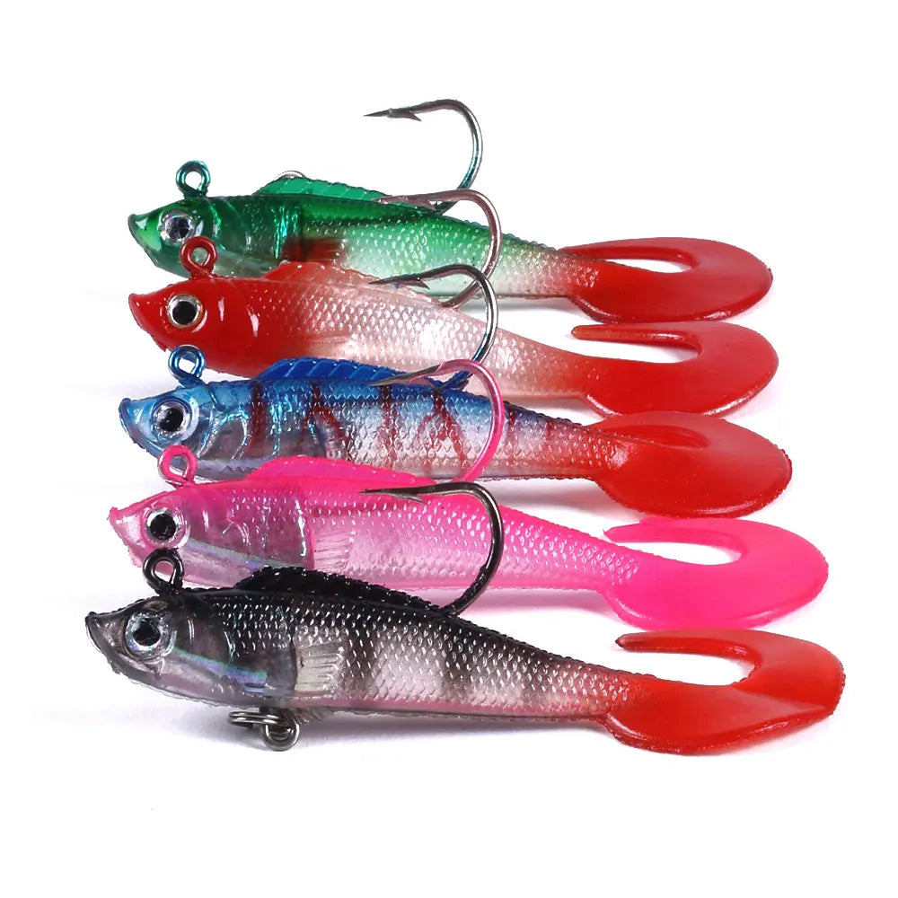 Wholesale 7cm/9g Soft Lure Artificial Bait Lead Head Jig Wobblers Plastic Fishing Lure