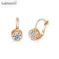 LUOTEEMI Single Round Clear CZ Stone Clip on Earrings Women Cheap Zircon Jewelry Small Clip CZ Earrings