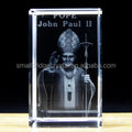 Small Bridge Wholesale Customization Crystal Crafts 3D Laser POPE John Paul II Rome Catholic Church Religion Crystal Cube