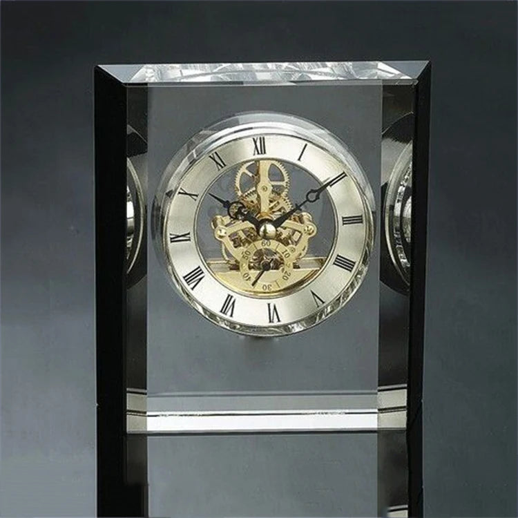 Small Bridge New Design Customized Innovative 3D Laser Engraved Crystal Table Clock