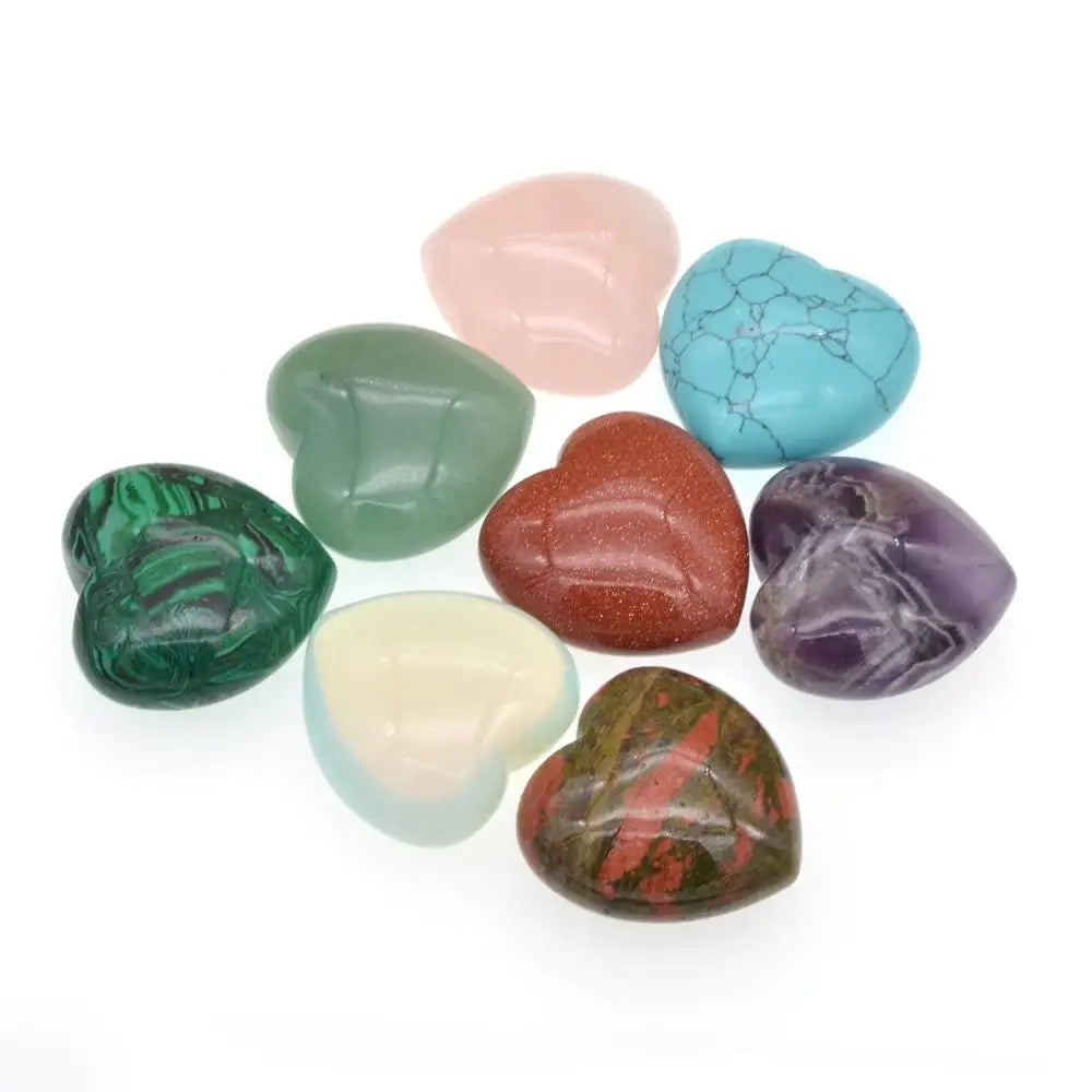 40MM Natural Gemstone Healing Crystals Heart Love Worry Palm Stone Reiki Balancing Large Carved Worried Tumbled Stone