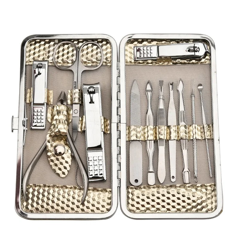 High-quality 12PCS/set Nail Art Manicure Tools Set Nails Clipper Scissors Tweezer Knife Nail Manicure Set