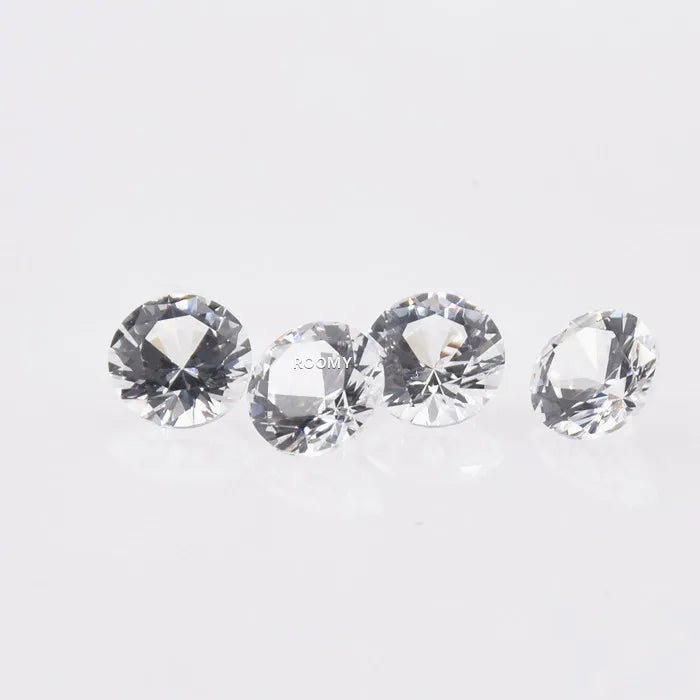Lab Grown 5A Round Diamond Cut Loose White Sapphire Gemstone Beads