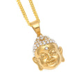New Type  Stainless Steel Men's Necklace Gilt Buddha Pendant Jade Buddha Necklace Pendant Rhinestone Initial Pendant Necklace