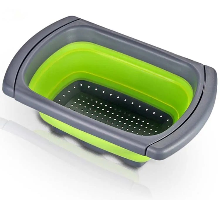 Best Selling Silicone Folding Drain Kitchen Basket Collapsible Fruit Leaky Basket for Cleaning Clothing and Pots