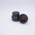 1oz Sloping Shoulder Amber Glass Round Jar with Black  Lid