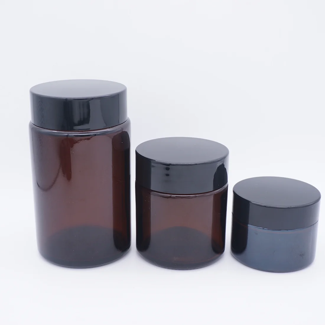 100g Amber Glass Cosmetic Cream Jar with Black Lid