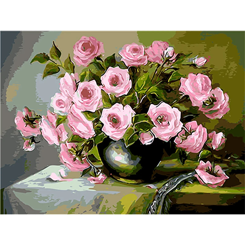 Europe Flowers DIY Painting by Numbers Acrylic Paint Handpainted on Polyester Canvas 40x50cm Framed/Unframed Home Decor Wall Art