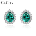 CZCITY  New Gemstone Earring Luxury 925 Sterling Silver Stud Earrings Women's High Jewelry Water Drop Gift for GIrl Wholesale