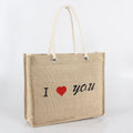 Eco Friendly Fashionable Silk Screen Printing Customized Jute Tote Shopping Bag