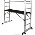 2x6 Steps Aluminum Combination Ladders 1.68M Modern Design Scaffolding Ladder Wheels 300 Lbs Capacity for Villa Decoration Use