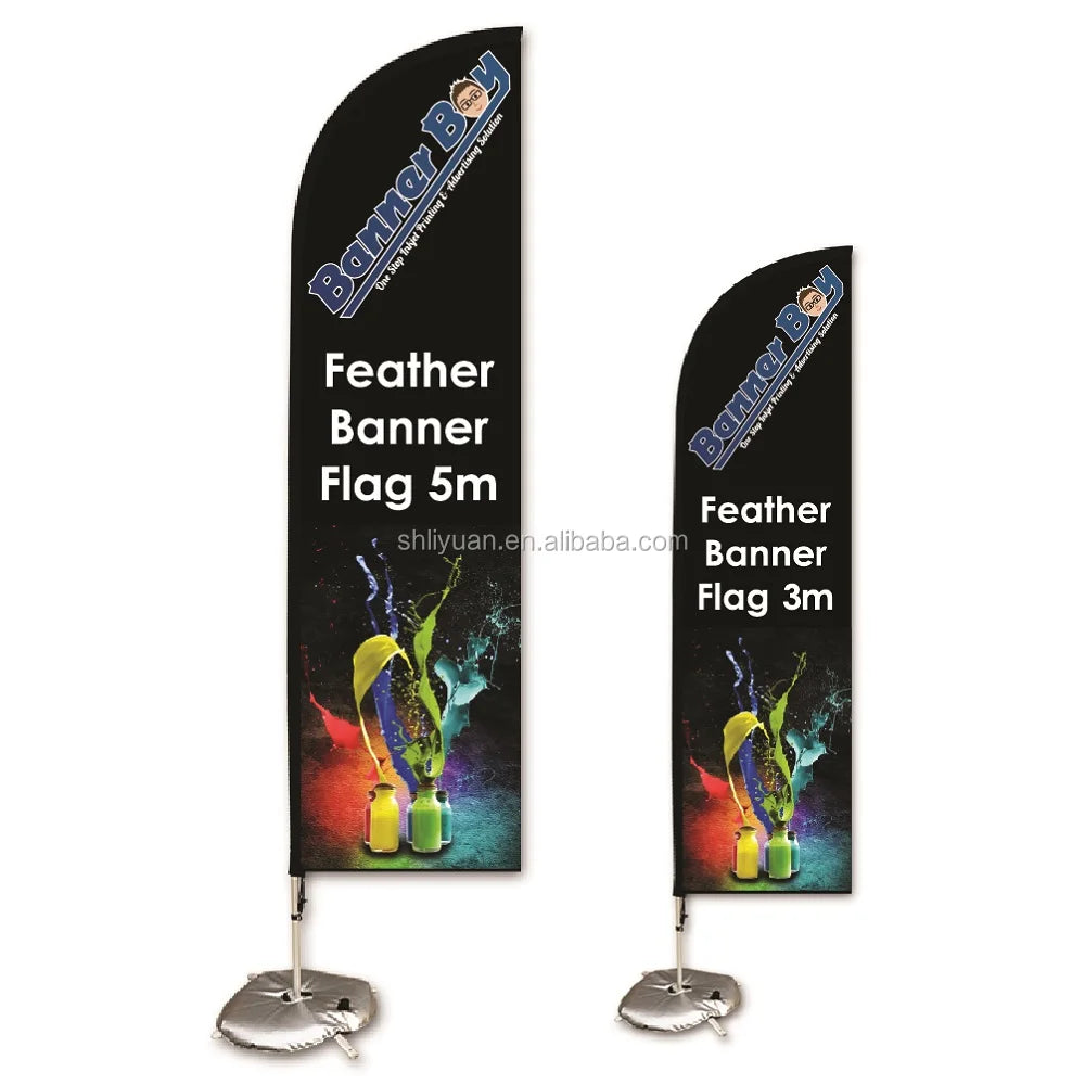 Custom Outdoor Promotional Polyester Fabric Heat Transfer PrintingTear Drop Feather Beach Flag for Advertising