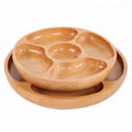 Creative Handmade Eco-Friendly 30cm Round Beech Wood Five Grids Snacks Dried Fruits Dish