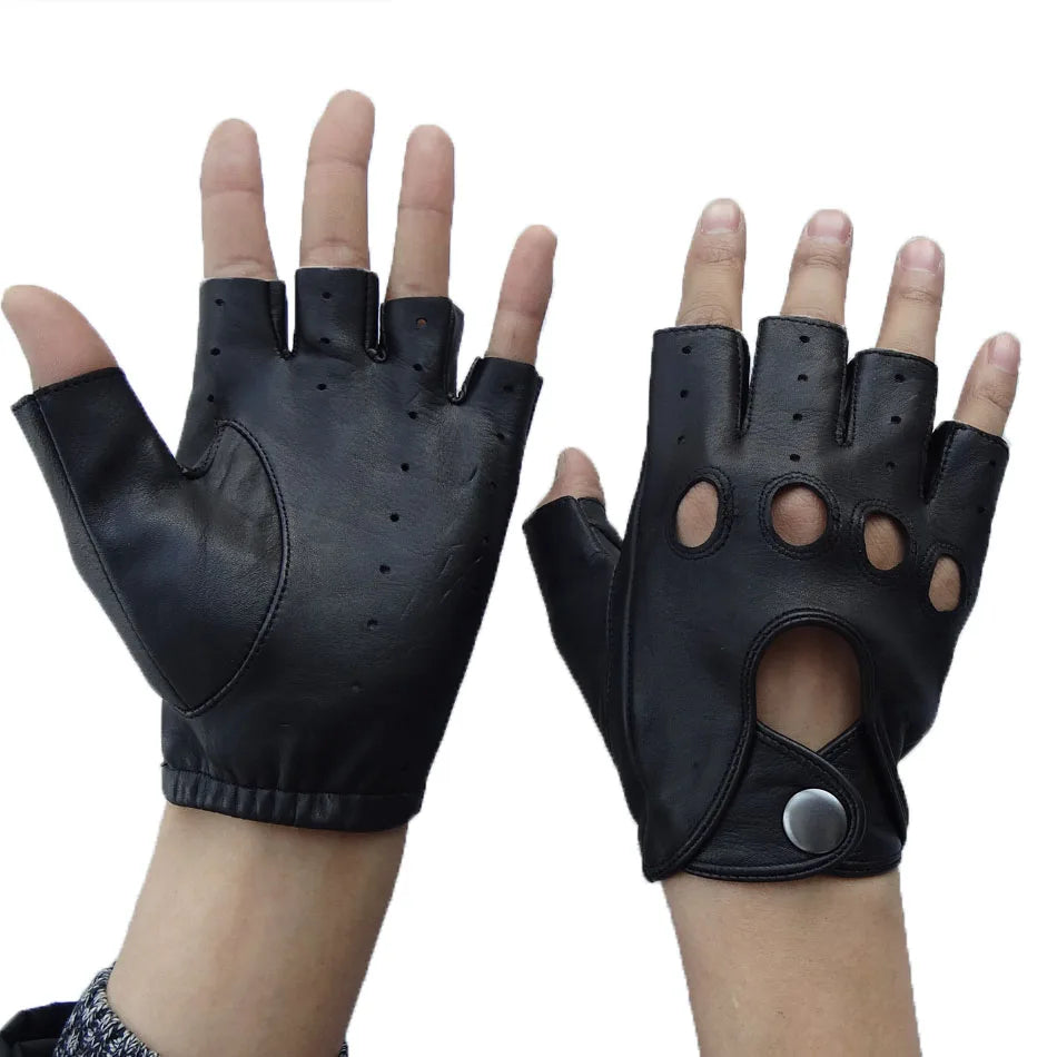 Sample Support OEM Fingerless Goatskin Driving Gloves for Men Hot Sale Pure Sheepskin Riding Gloves Fashionable Daily Outdoor