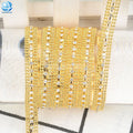 Factory Custom Gold Tone Rhinestone Chain Band Strass Roll Diamond Trimmings for Clothes Decorator
