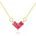 CZCITY Trendy Girl Jewelry Ruby and Emerald Crystal Synthetic Gemstone Charm Heart Pendant Necklaces for Women