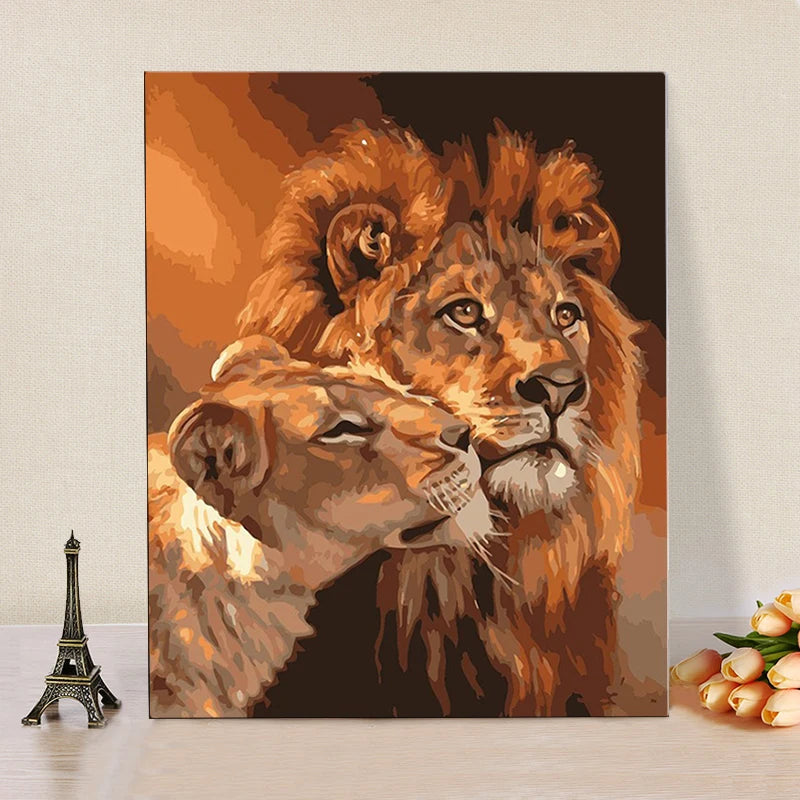 CHENISTORY 99017-Y  Custom Designs DIY Painting lion Paint by Number Kit Handmade Oil Painting on Canvas