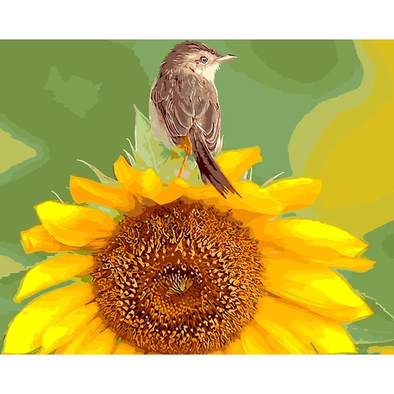 CHENISTORY 99209 Paint by Numbers Impressionists Sunflowers and Bird on Canvas No Frame