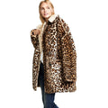 Women's Plus Size Winter Coated Anti-Wrinkle Warm Thick Fox Faux Fur Overcoat Woven Long Loose Leopard Print Fashionable Button