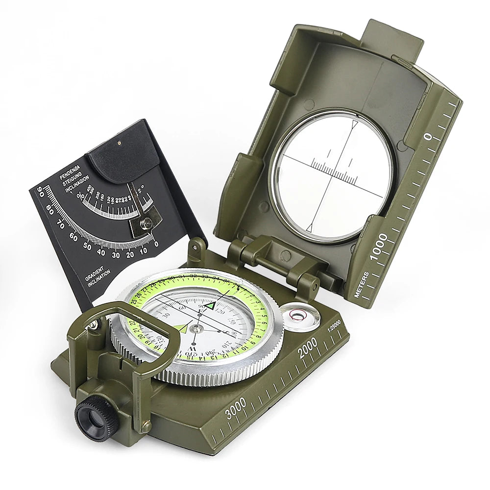 Lensatic Sighting Compass with Clinometer for Hiking Survival Camping Navigation Camping Hunting Geology Activities