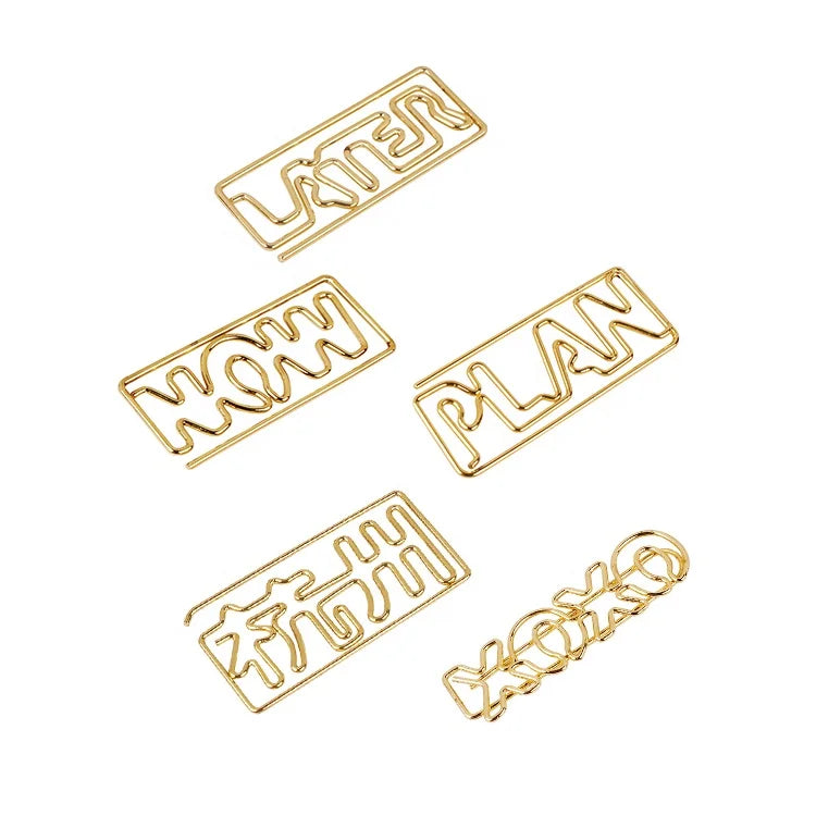 High Quality Custom Gold Letter Paper Clip Creative Metal Bookmark Paper Clip Name Clip for Office School Use