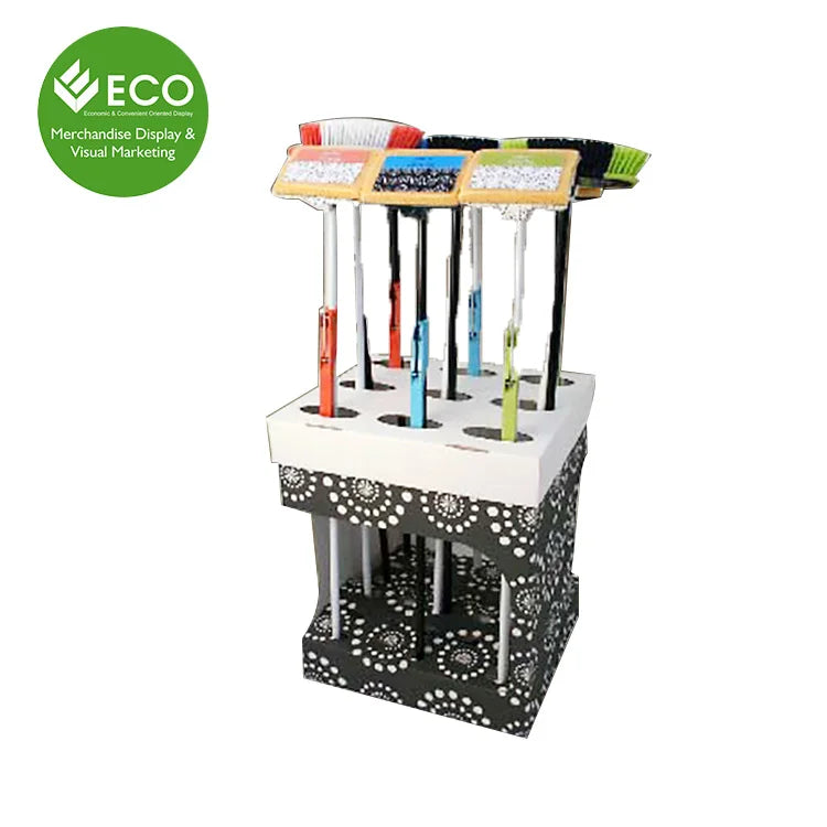 Broom/Mop Foldable Eco-Friendly Recyclable Customizable Modern Cardboard Dump Bin for Shopping Mall Wholesale