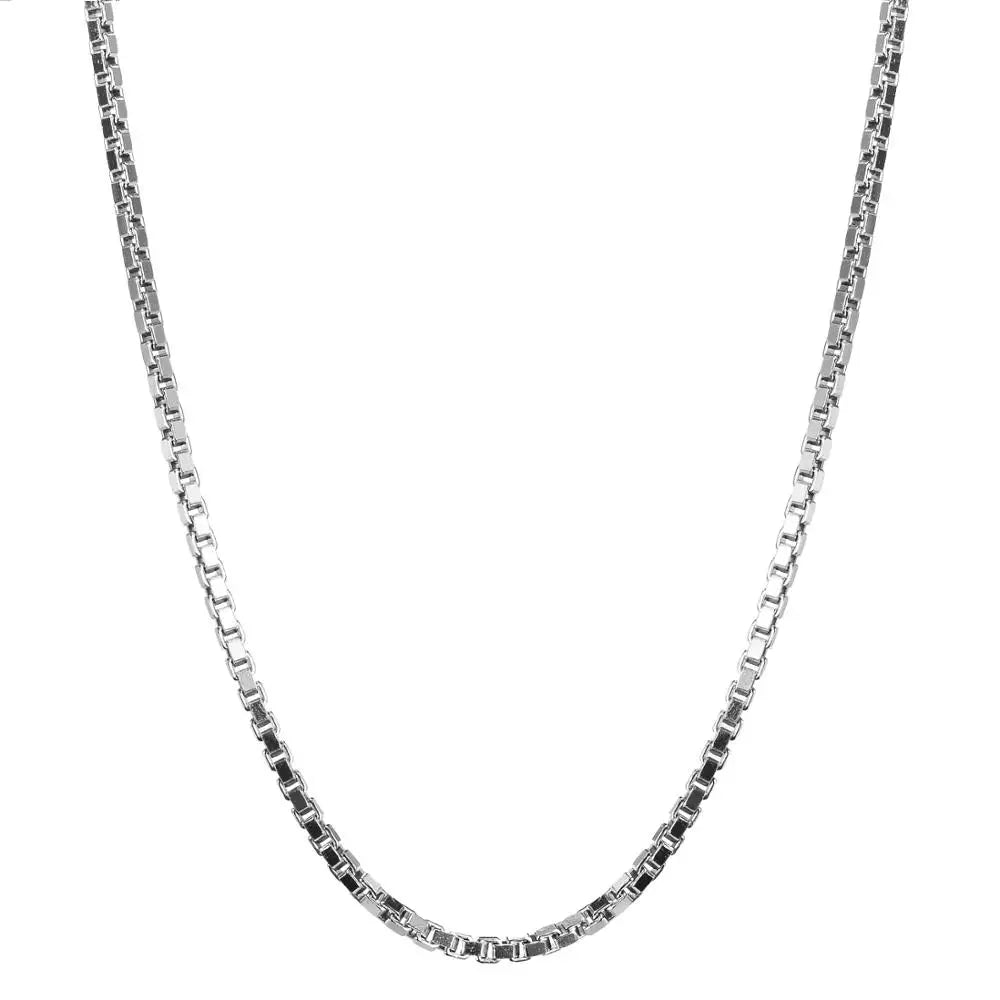 Super Thin & Strong Italian Silver Chain Custom 14inch-36inch 0.8mm 925 Sterling Silver Box Chain Necklace