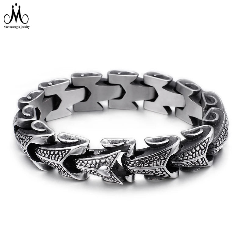Men Retro Black Gold Silver Dragon Spine Bracelet Stainless Steel Viking Jewelry Wholesale Chain Bracelet