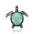 48mm Green Enamel Brooch Rhinestone Sea Turtle Designer Charms Animal Pendant for Fashion Jewelry