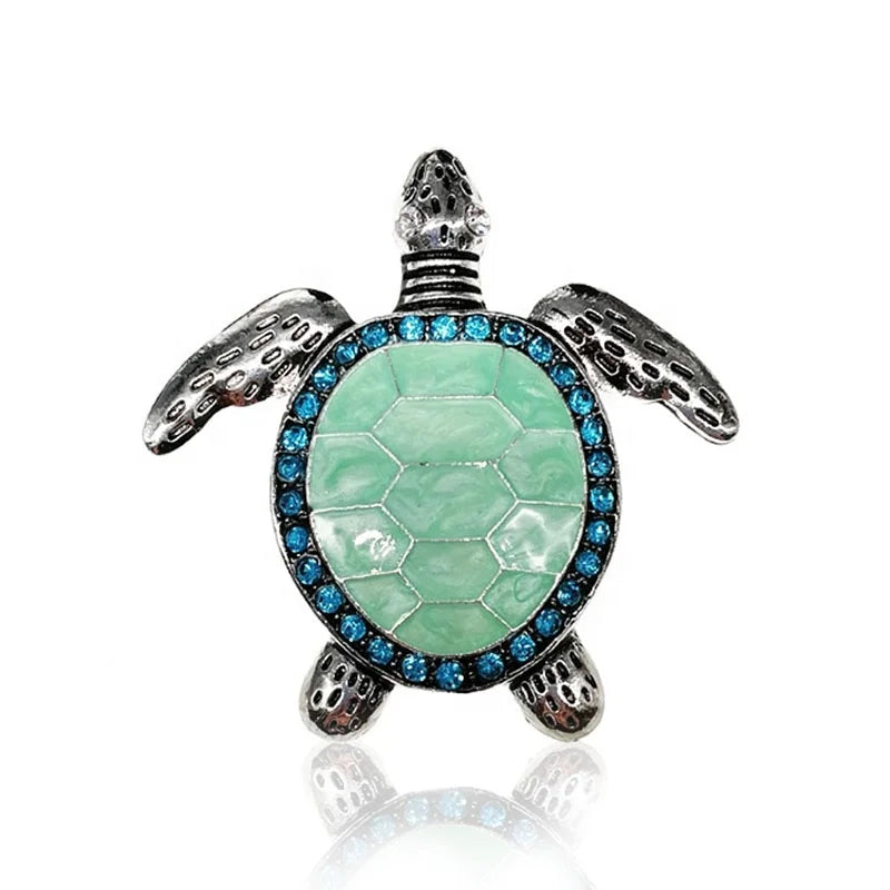 48mm Green Enamel Brooch Rhinestone Sea Turtle Designer Charms Animal Pendant for Fashion Jewelry