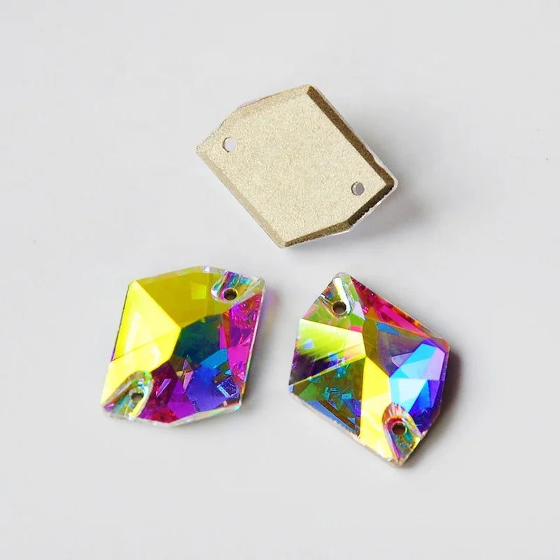 Item 3265  AB Cosmic Sew on Stones Button  Crystal Flatback Strass Sewing Rhinestone for Dresses Decoration