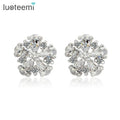 LUOTEEMI White Stone Stud Earrings Wholesale Women Fashion Design Elegant Gift CZ Flower Stud Earrings