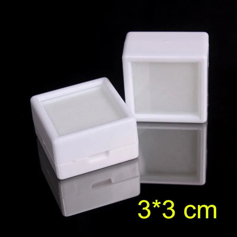 Wholesale Glass Cover Small Size Acrylic Loose Diamond Stone Gem Display Box 3*3*1.6 cm 1 Pack 35 Pcs Gemstone Case