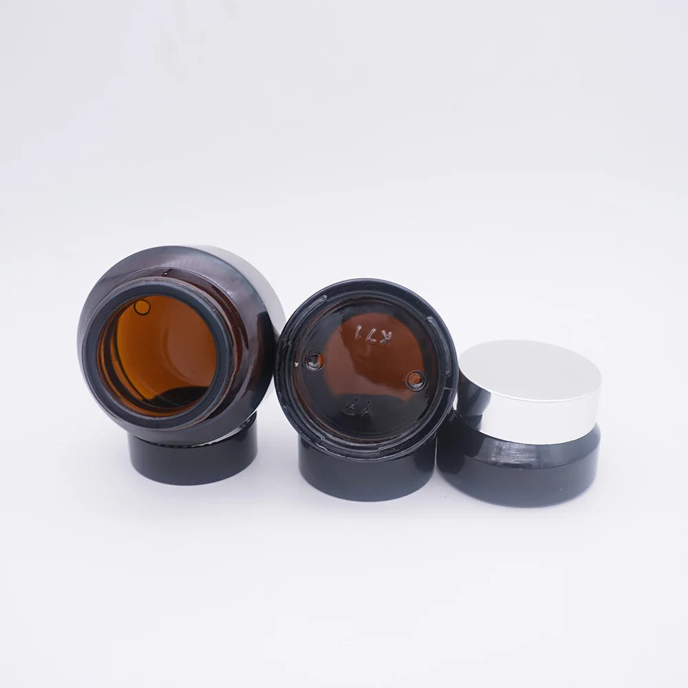 Sloping Shoulder Amber Empty 1.7 oz Cosmetic Jar for Skin Care Cream