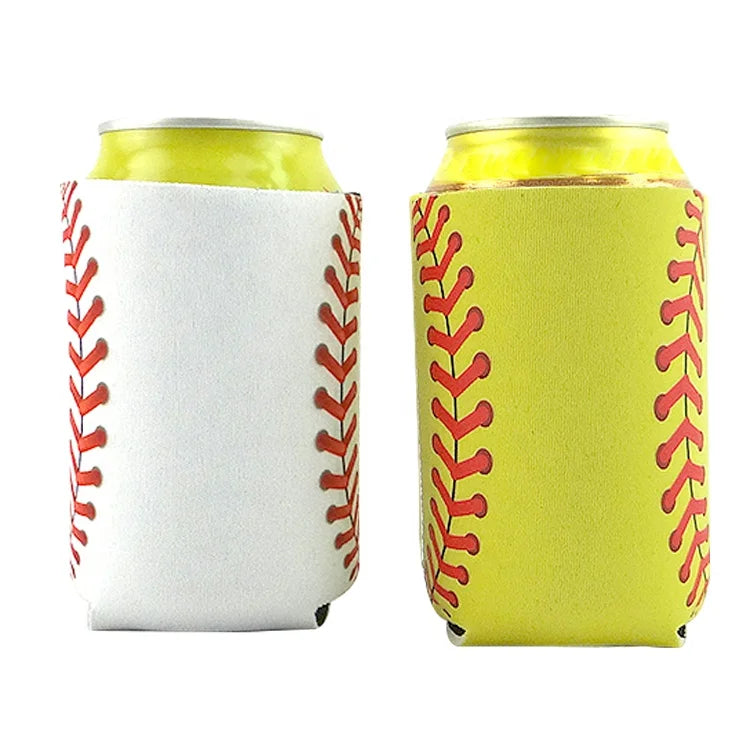 STOCK Baseball Softball Silkscreen Printing Insulated 330ml Neoprene Cooler Sleeves Soda Beer Can Cooler Holder RTS
