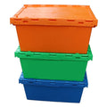 80L custom PP Attached Lid Container Nestable And Stackable shipping crates Plastic Storage Stackable Crate