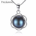 Pag&Mag Wholesale Elegant Female Jewelry S925 Sterling Silver Rose Flower Shape Necklace With Fine Freshwater Pearl Jewelry