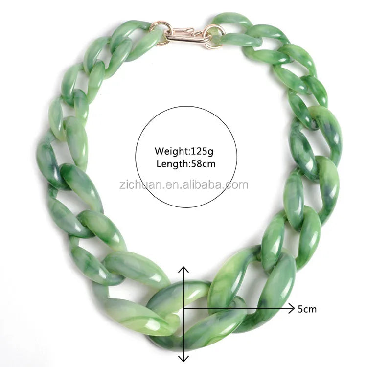 Big Chunky Acrylic Resin Link Chain Necklace Children's 18K Gold Plated Hiphop Style Long Fashion Anniversary
