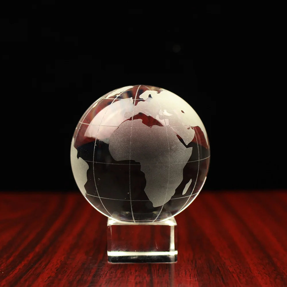 60MM Crystal Glass Global Ball Sphere World Map Asian Quartz Marbles Ball Home Decor Ornaments Fengshui Wedding Gifts