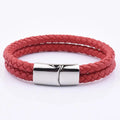 Yitenong Men's  Leather Fashion Charm Bracelet with Stainless Steel Clasp and Circling Setting-Trendy Anniversary Accessory