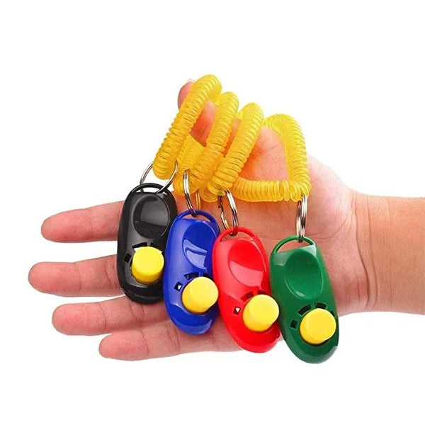 Pet Dog Puppy Training Clicker with Wrist Strap Pet Trainer Click Whistle Red